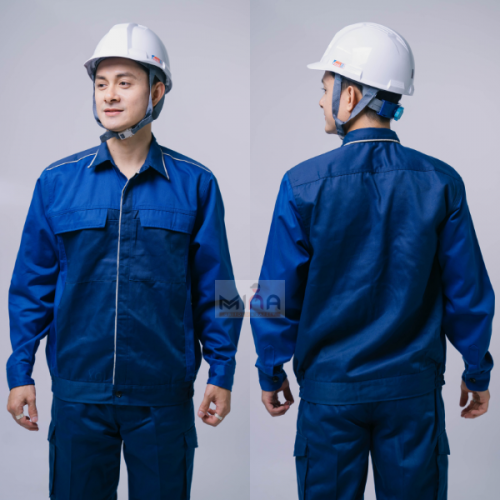 QUẦN ÁO BẢO HỘ XANH DƯƠNG SÁNG PHỐI CÙNG XANH DƯƠNG ĐẬM