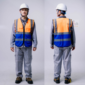 ÁO PHẢN QUANG 3M MÀU CAM PHỐI XANH DƯƠNG 