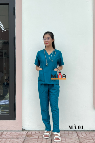 Bộ scrubs Y tế | Spa | Lễ Tân | Y tá màu xanh cổ vịt